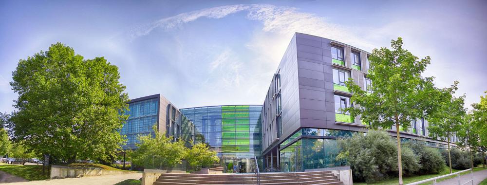 Panoramic view of the Andreas Pfitzmann Building at TU Dresden